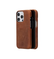 Bouletta Apple iPhone 15 Pro Uyumlu Deri Arka Kapak F360 G2 (Kahverengi)