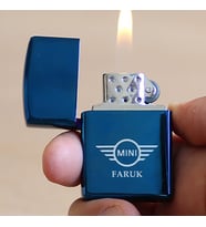 Kişiye Özel İsimli Araç Araba Logo Baskılı Benzinli Çakmak (Mavi)