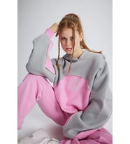 Şardonlu 3 İplik Kumaş Oversize Kapişonlu Revenge Sweatshirt Pembe