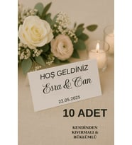 Yatay Uzun 10 Adet Masa Kartı - Kıvrımlı - Nişan Masa Kartı - Düğün Masa Kartı - Nikah Masa Kartı