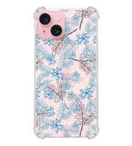 PrintiFy rintiFy Apple iPhone 15 (Kamera Açık) Uyumlu Köşe Korumalı Floral Mavi Kılıf