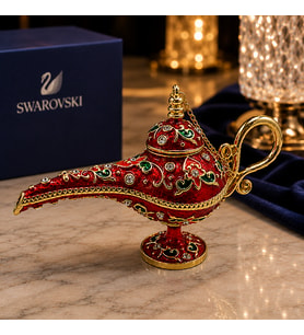 Swarovski Taşlı Dekoratif Alaaddin Sihirli Lamba Biblo – Lüks Kırmızı Tasarım