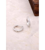 Zirkon Taşlı Mini Boy 12 mm Gümüş Halka Küpe 4970 (Beyaz)