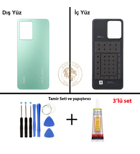 Yapıştırıcı Redmi Note 12 Nane Yeşili Yapıştırıcı Arka Pil Kapağı + Yapıştırıcı ve Vida Seti