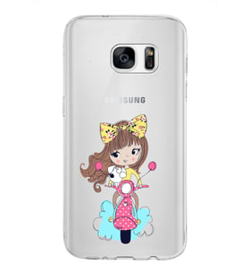 Samsung Galaxy S7 Kapak Vespagirl Tasarımlı Şeffaf Silikon Kılıf