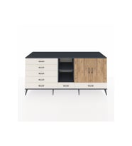 Kronos Konsol 4 Raflı 6 Çekmeceli 2 Kapaklı 220x59x99 Antrasit-Çam/Aytaşı