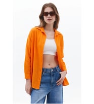 Kadın Pen Keten Gömlek Oversize