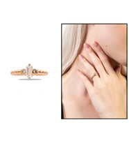 Popcorn Tasarım Rose Renk Free Size 925 Ayar Gümüş Tria Kadın Yüzük