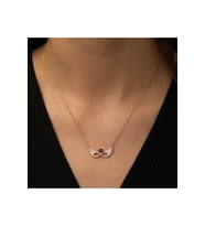 925 Ayar Gümüş Rose Kanatlı Sonsuz Kalp Kolye