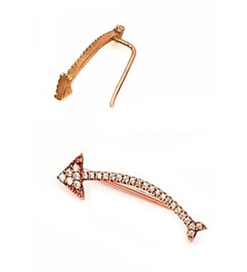 Ok figürlü gümüş rose tek earcuff küpe