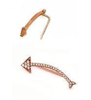 Ok figürlü gümüş rose tek earcuff küpe
