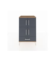 Hyperion Komodin 4 Raflı Tek Çekmeceli 4 Kapaklı 60x44x96 Çam-Antrasit