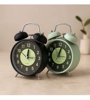 Twin Bell Metal Masa Çalar Saat 11 cm – Pilli, Işıklı, Fosforlu