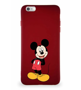 Apple iPhone 6S Plus Soft Premier Kapak Mickey Mouse-B Tasarımlı Silikon Kılıf - Mürdüm (Şeffaf)