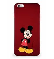 Apple iPhone 6S Plus Soft Premier Kapak Mickey Mouse-B Tasarımlı Silikon Kılıf - Mürdüm (Şeffaf)