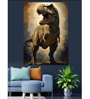 Heybetli Tyrannosaurus Rex Dinozor Portresi Dekoratif Kanvas - Mdf Ahşap Tablo