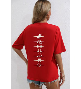 Unisex Ninja Akatsuki Baskılı T-shirt (Kırmızı)