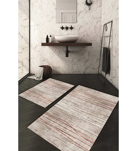 Dijital Baskılı Kaymaz Taban Yıkanabilir 2'li Klozet Takımı Banyo Paspası NDKZ-HK-125 (Bej)