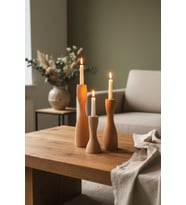 Dekoratif 3’lü Ahşap Mumluk Set Modern Minimalist Doğal Şamdan Ofis Ev Mum Standı Rustic