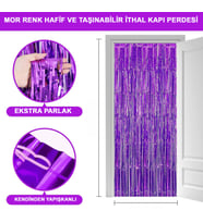 Mor Renk Ekstra Metalize Parlak Saçaklı Arka Fon Perde İthal A Kalite 1x2 Metre