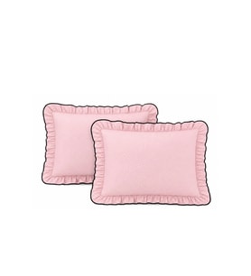 Pembe Puantiyeli Fırfırlı Yastık Kılıfı 2 Adet