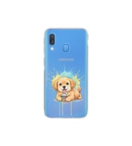 Samsung Galaxy A40 ile Uyumlu Splash Köpek Tasarımlı Şeffaf Silikon Kılıf