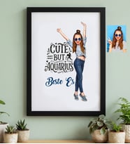 Kişiye Özel Karikatürlü Cute But Aquarius Kova Burcu Siyah Çerçeve Doğum Günü Hediyesi