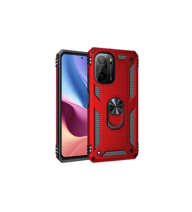 Xiaomi Poco F3 Kılıf Sofya Yüzüklü Silikon Kapak - Kırmızı