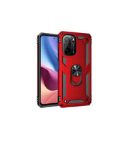 Xiaomi Poco F3 Kılıf Sofya Yüzüklü Silikon Kapak - Kırmızı