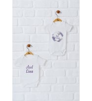 Pia Baby Premium %100 Pamuk İsme Özel Organik Baskılı İkili Set Çıtçıtlı Bebek Body Zıbın Modelleri 5020-17 (Ekru)