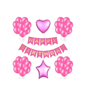 LÜX PEMBE DOĞUM GÜNÜ BALON SETİ