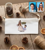 Kişiye Özel Karikatürlü Gelin Damat Evleniyoruz Mutluyuz Kalemlik Ham Bez Sevgililer Günü Hediyesi