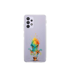 Samsung Galaxy A32 ile uyumlu Splash ahtapot tasarımlı şeffaf silikon kılıf