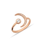 925 Ayar Gümüş Rose Hilal Yüzük - Y020101