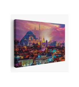 Galata Kulesi Sultan Ahmet Camii ve Şehir Manzara Tablosu-6514