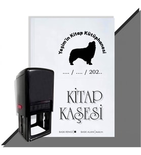 Kişiye Özel Köpek Silüet 33 Tarihli Otomatik Kitap Kaşesi (Siyah)