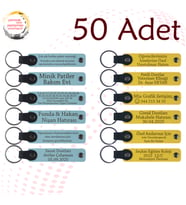 Gök Mavi & Sarı, 50’li Set, İsim Yazılabilen Anahtarlık, Eczane Müşterilerine Teşekkür Hediyesi