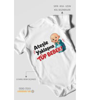 Ateşle yaklaşma tüp bebek Kısa Kollu Bebek Body %100 Pamuk