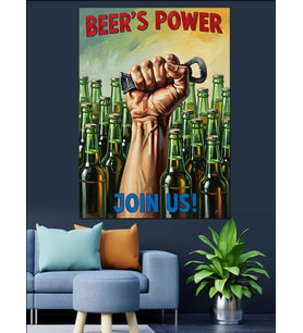 Beer'S Power Bira Yumruğu Dekoratif Kanvas - Mdf Ahşap Tablo