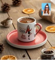 Kişiye Özel Karikatürlü Mama Cool Anneye Hediye Türk Kahvesi Fincanı Anneler Günü Hediyesi