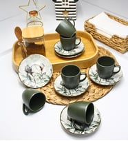 Hediyelik 6 Kişilik Türk Kahvesi Fincan Seti ( Renk Seçenekleri Vardır ) (Model 2)
