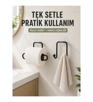 Banyo Mutfak Yapışkanlı Havlu Askılığı Rulo Kağıt Tutucu Set