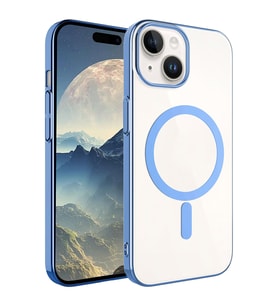 iPhone 15 Kılıf Wireless Şarj Özellikli Pixel Magsafe Kılıf (Açık Mavi)
