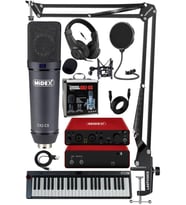 Midex Midi Paket-5 Stüdyo Ekipmanları Seti Ses Kartı Midi Klavye Mikrofon Kulaklık
