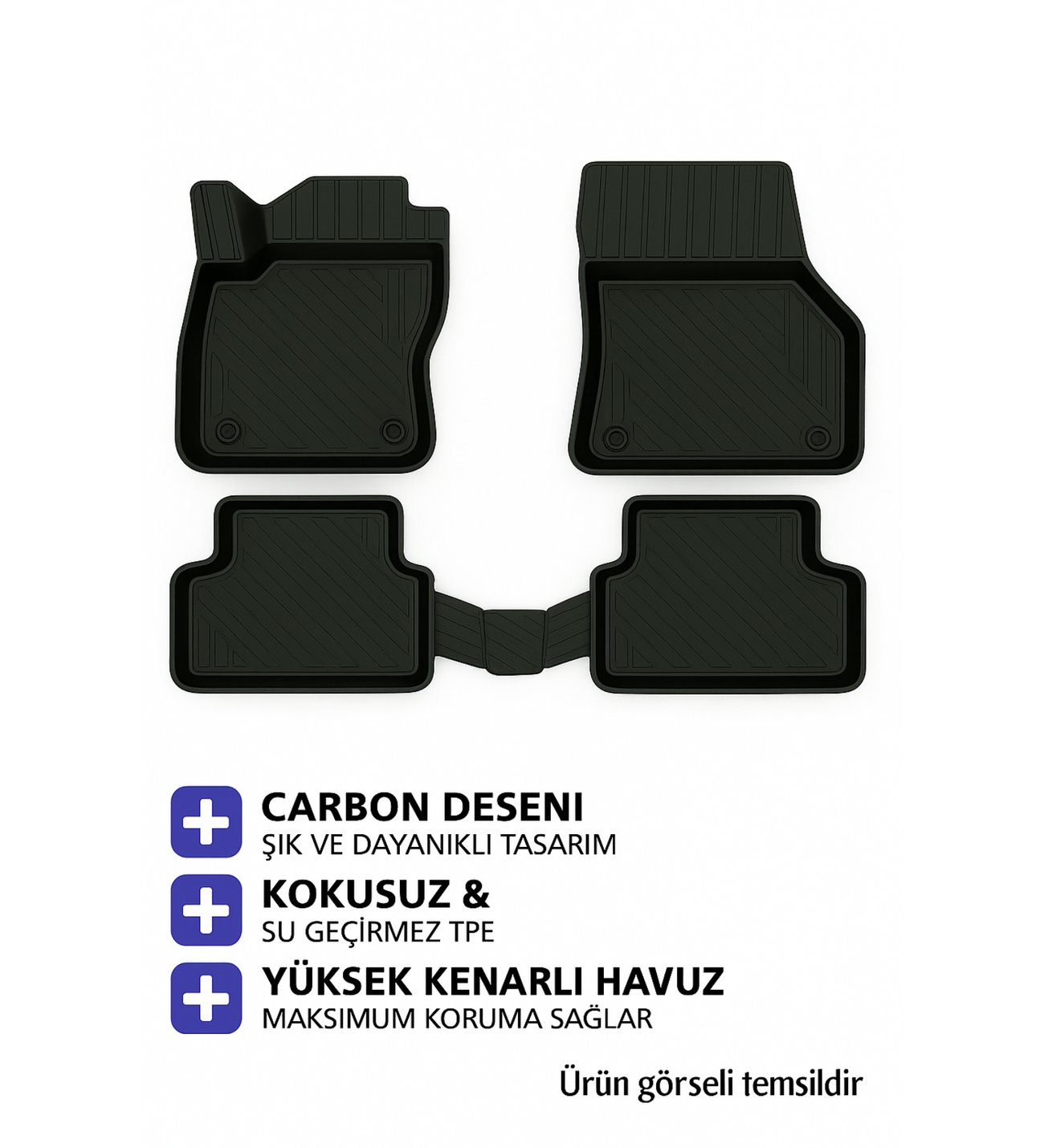 Chevrolet Lacceti 2018 Carbon Desen Havuzlu Paspas | Kaymaz & Koku Yapmaz