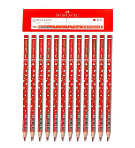 Kırmızı Başlık Kalemi Yıldız 12 Adet Faber Kırmızı Başlık Kalemi Yıldız Desenli