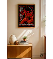 Attack on Titan Kırmızı Titan Anime Poster, Ahşap Çerçeveli Duvar Tablosu - Anime