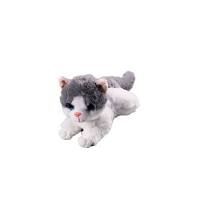 Miyavlayan Sesli Kedi Peluş Oyuncak Uyku Arkadaşı Hediyelik Peluş Yatan Kedi 35 cm (Çok Renkli)