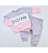 BABYGOO 3435BG Bebek Süper Baskılı Lila Eşofman Takımı  (Karışık)