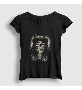Presmono Kadın Siyah Skull Guns N' Roses Slash T-Shirt 40195tt